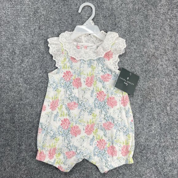 Laura Ashley Other - Laura Ashley Baby One Piece Romper 12 Months Eyelet Trim Cotton NEW W Tags